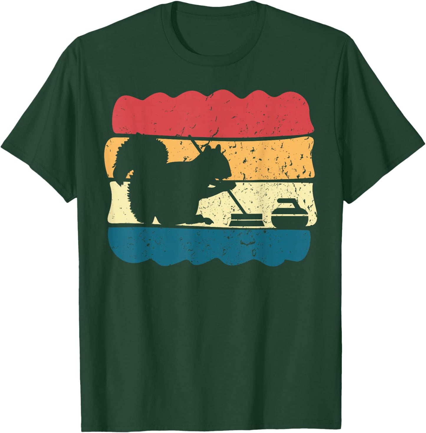 Curling Player Curler Sport Lover Curling Stone Squirrel T-Shirt - T-Shirt | Forest