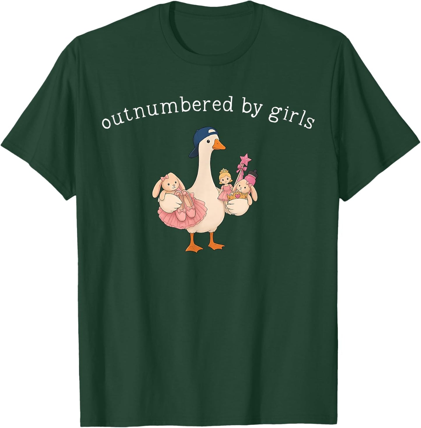 Outnumbered By Girls Funny Dad Goose Fathers Day T-Shirt - T-Shirt | Forest