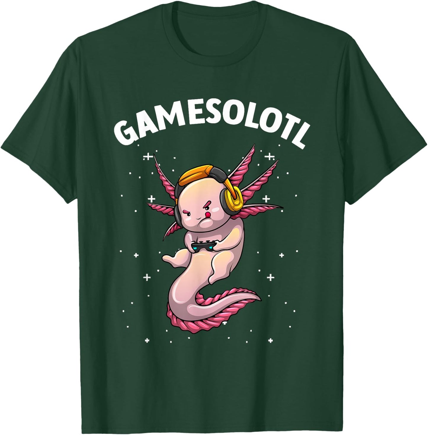 Cute Gaming Art Women Kids Video Game Axolotl Gamer T-Shirt - T-Shirt | Forest