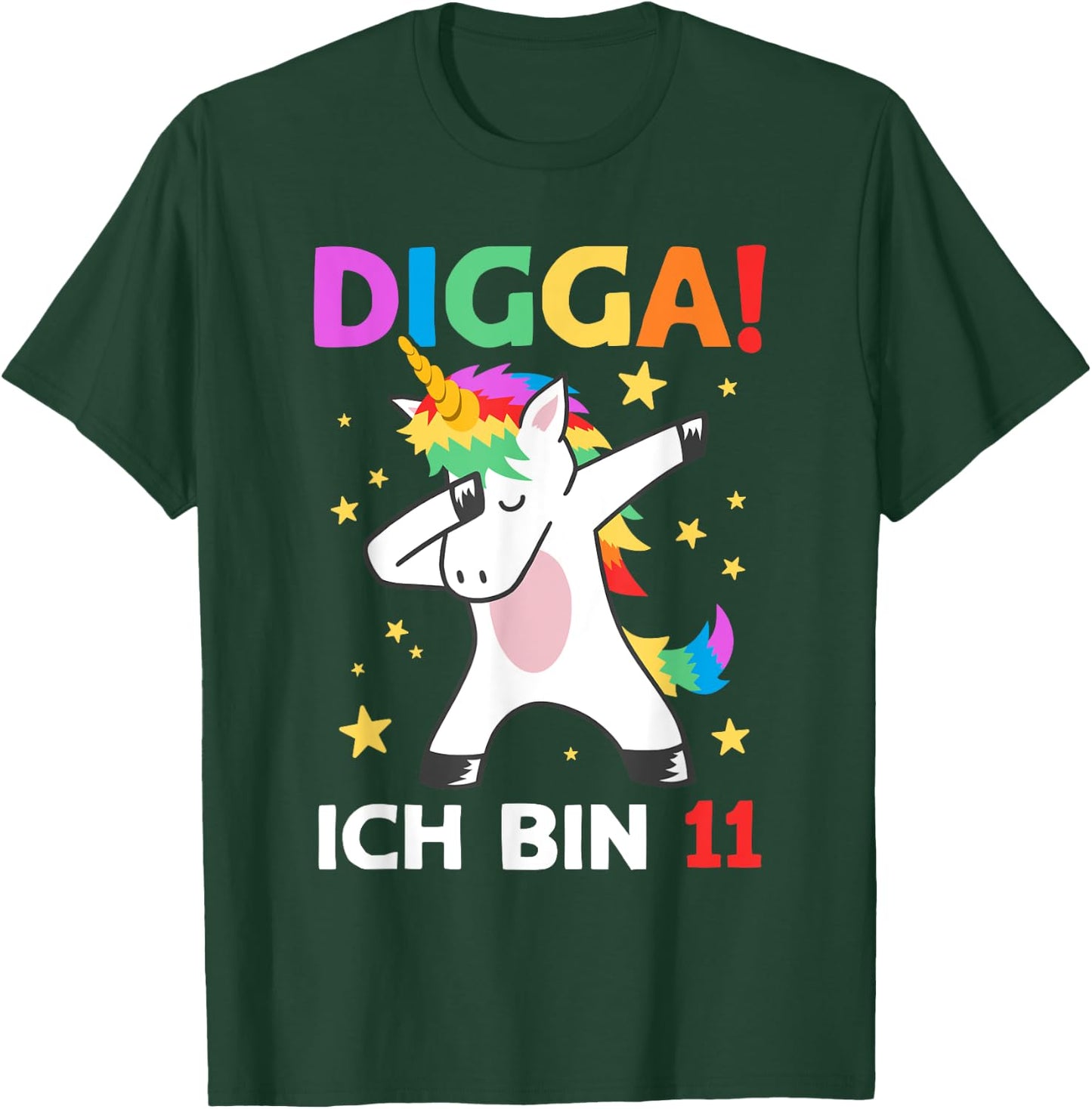 Digga Ich Bin 11 Jahre Dabbing Einhorn 11. Geburtstag T-Shirt - T-Shirt | Forest
