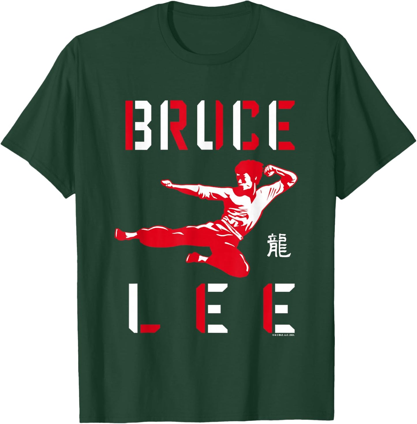 Bruce Lee Flying Kick Shadowed Face Shot , Black, S T-Shirt - T-Shirt | Forest