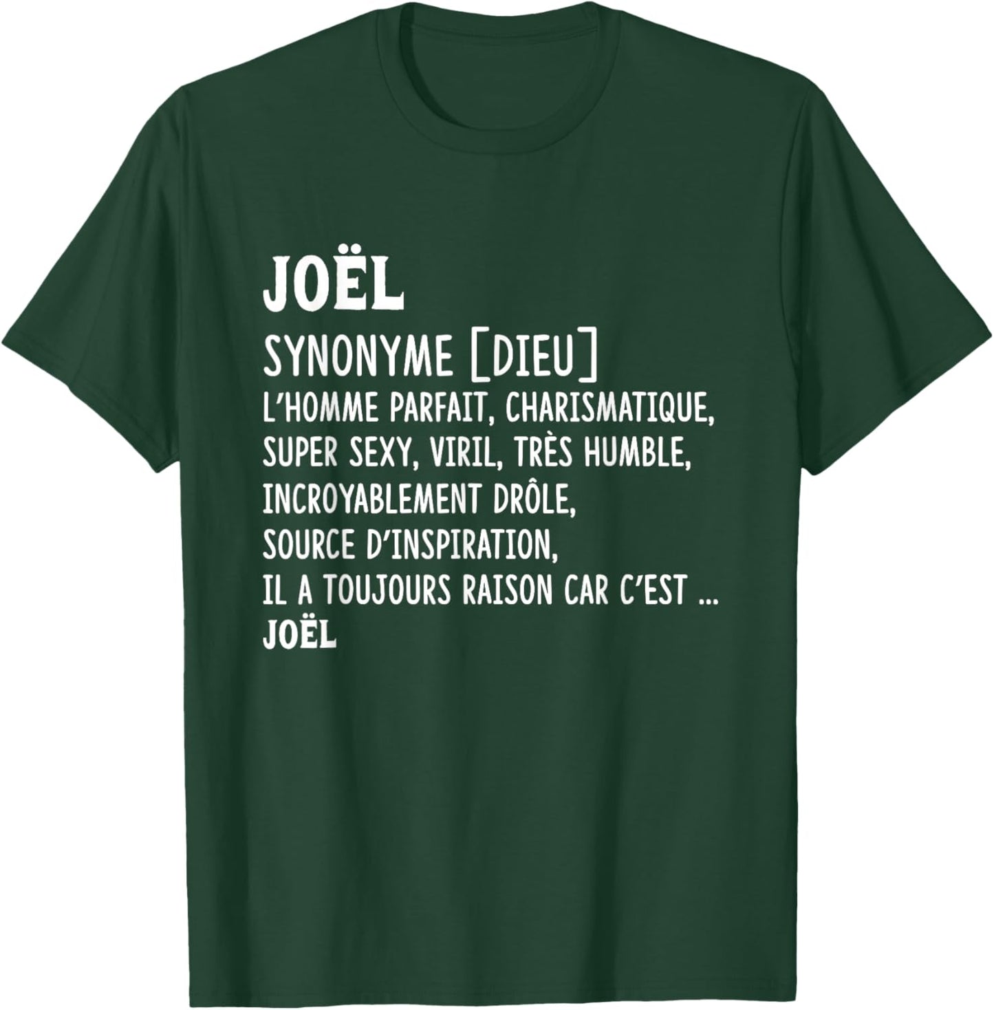 Man Humor Name Custom Joël Definition , Black, S T-Shirt - T-Shirt | Forest