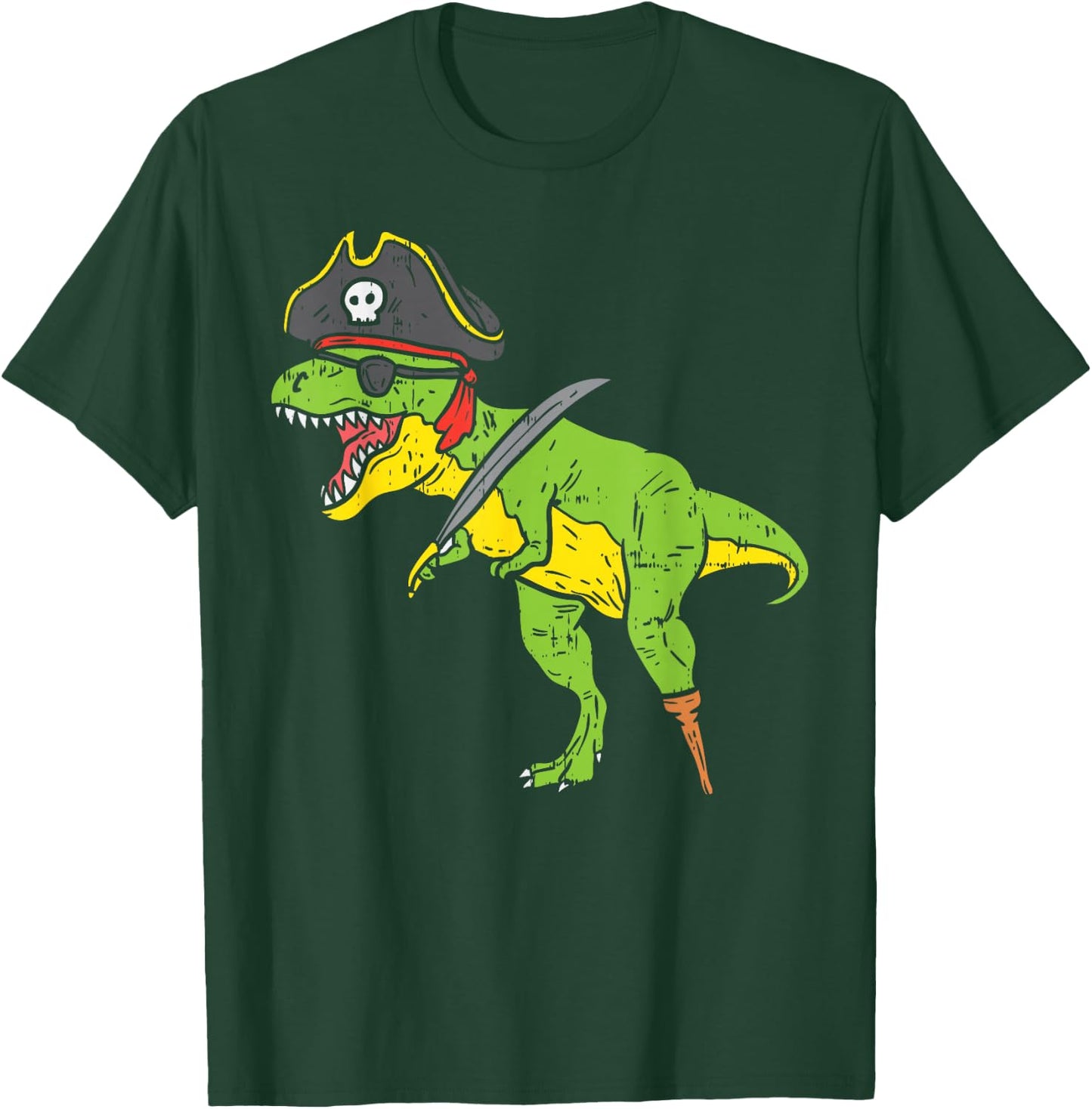 T-Rex Pirate Dinosaur Dino Funny Halloween Costume Boys Kids T-Shirt - T-Shirt | Forest