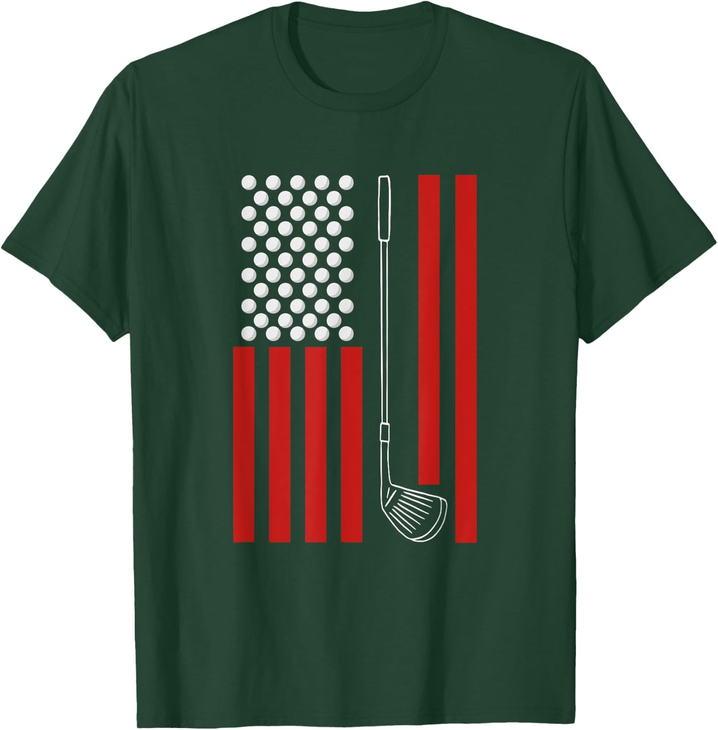 Retro American Flag Golf Gift Golfer Funny Golf T-Shirt - T-Shirt | Forest