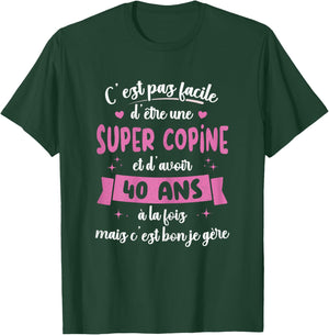 40 Years Funny Birthday Gift Super Girlfriend , Black T-Shirt - T-Shirt | Forest