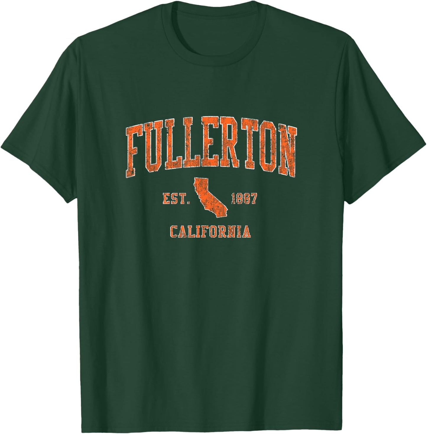 Fullerton California CA Vintage Athletic Sports Design T-Shirt - T-Shirt | Forest