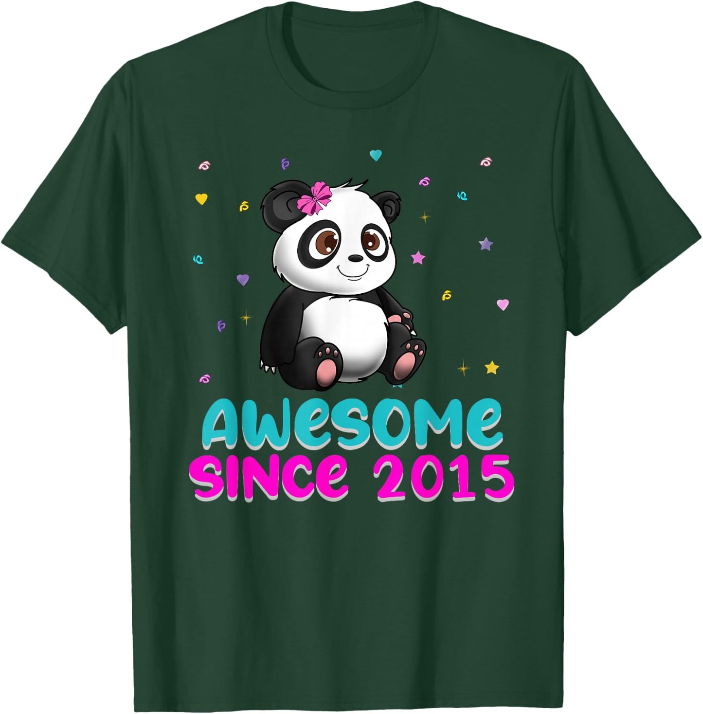 Panda Bear Girl Birthday Gift Love Awesome Since 2015 T-Shirt - T-Shirt | Forest