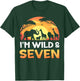 I'm Wild and Seven 7th Birthday Safari Wildlife Zoo Animals T-Shirt - T-Shirt | Forest