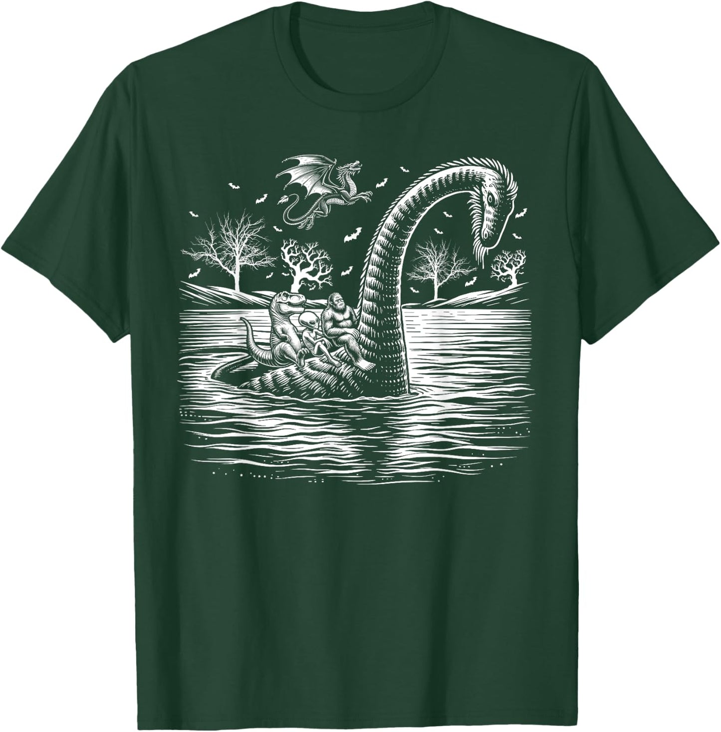 bigfoot Loch Ness monster alien Halloween men women kids T-Shirt - T-Shirt | Forest