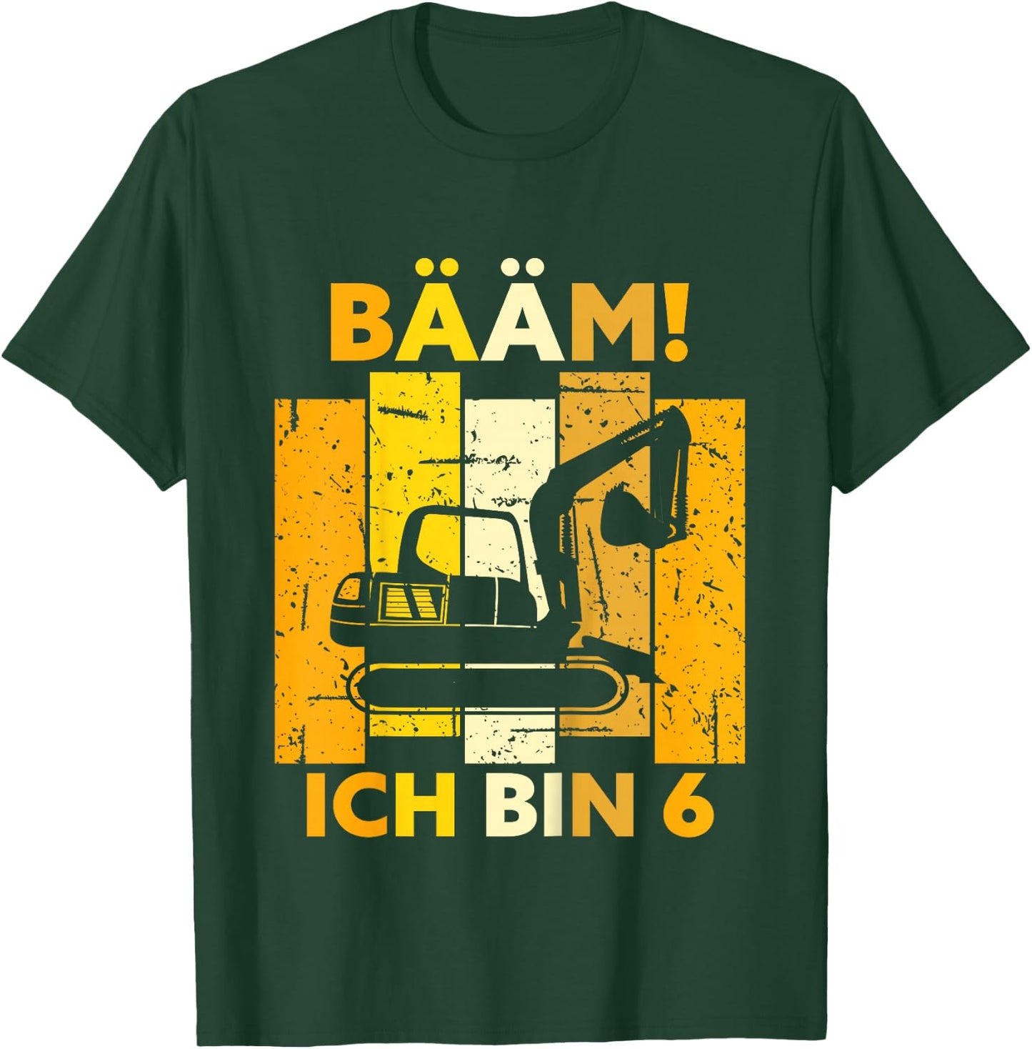 Children's Bäm! Ich bin 6 6 Years Boy 6th Birthday Digger , black T-Shirt - T-Shirt | Forest