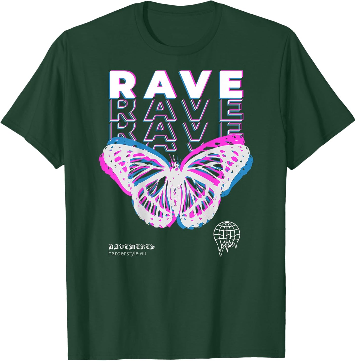 Back Print Rave Butterfly Techno Hardtechno Raving T-Shirt - T-Shirt | Forest