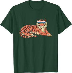 Tiger Shirt Tiger Wearing Sweatband T-Shirt - T-Shirt | Forest