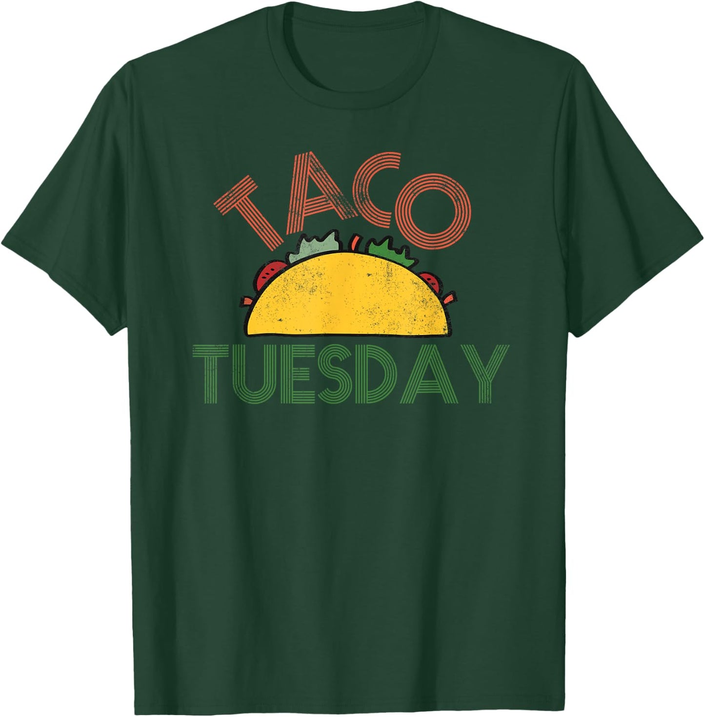 Taco Tuesday Fun Distressed Food Shirt T-Shirt - T-Shirt | Forest