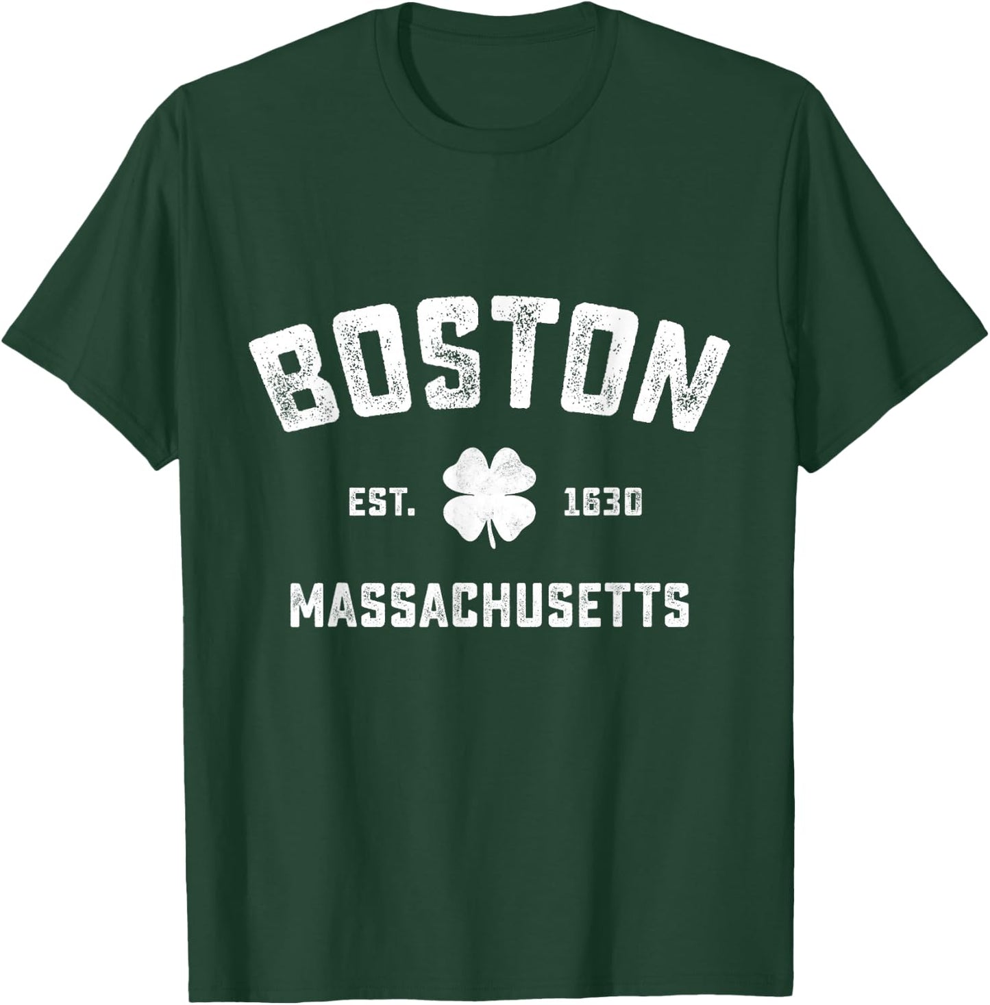 Boston Massachusetts Vintage Shamrock Sports T-Shirt - T-Shirt | Forest