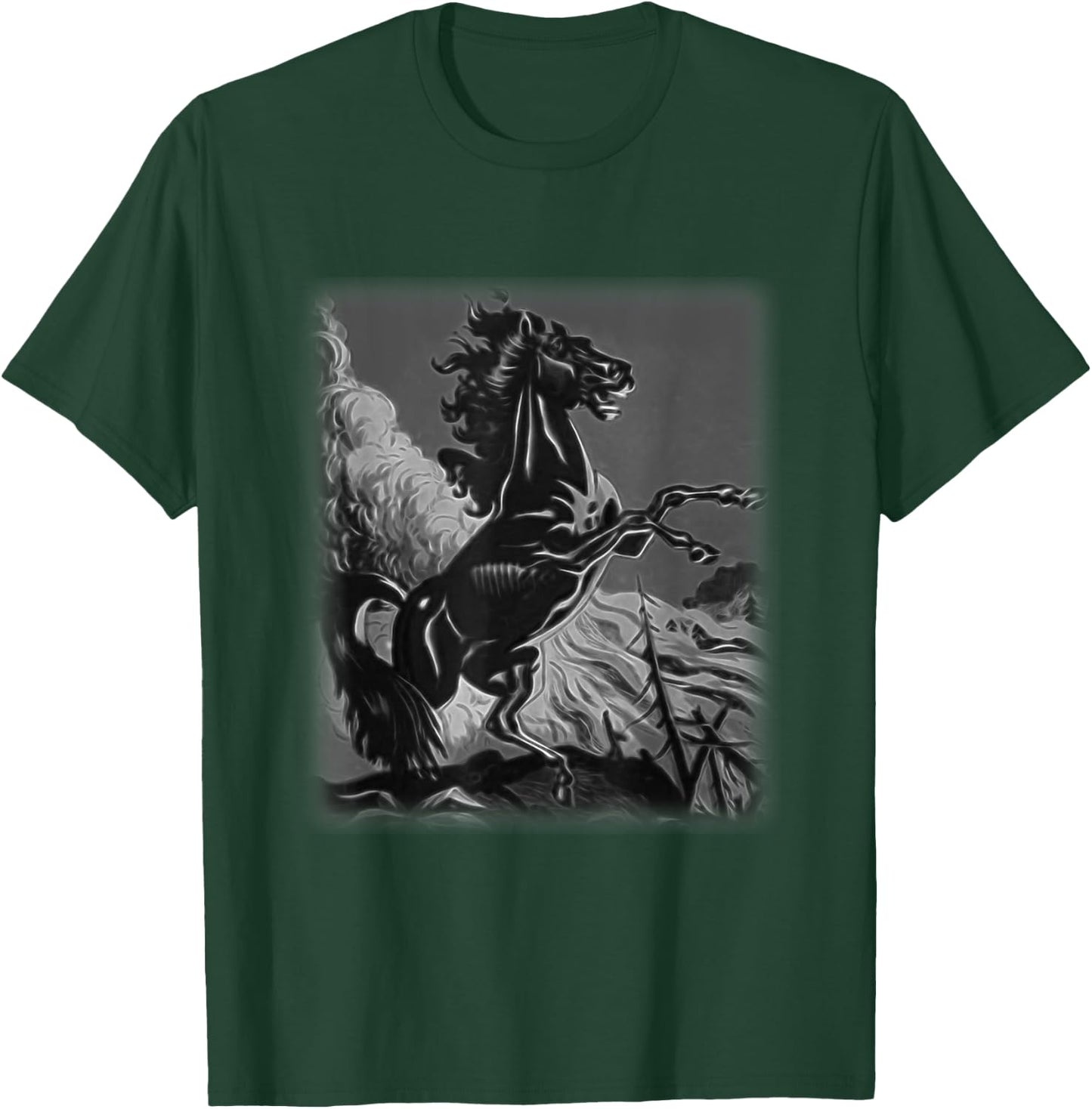Black Horse Shirt, Rearing Stallion for Horse Lovers T-Shirt - T-Shirt | Forest