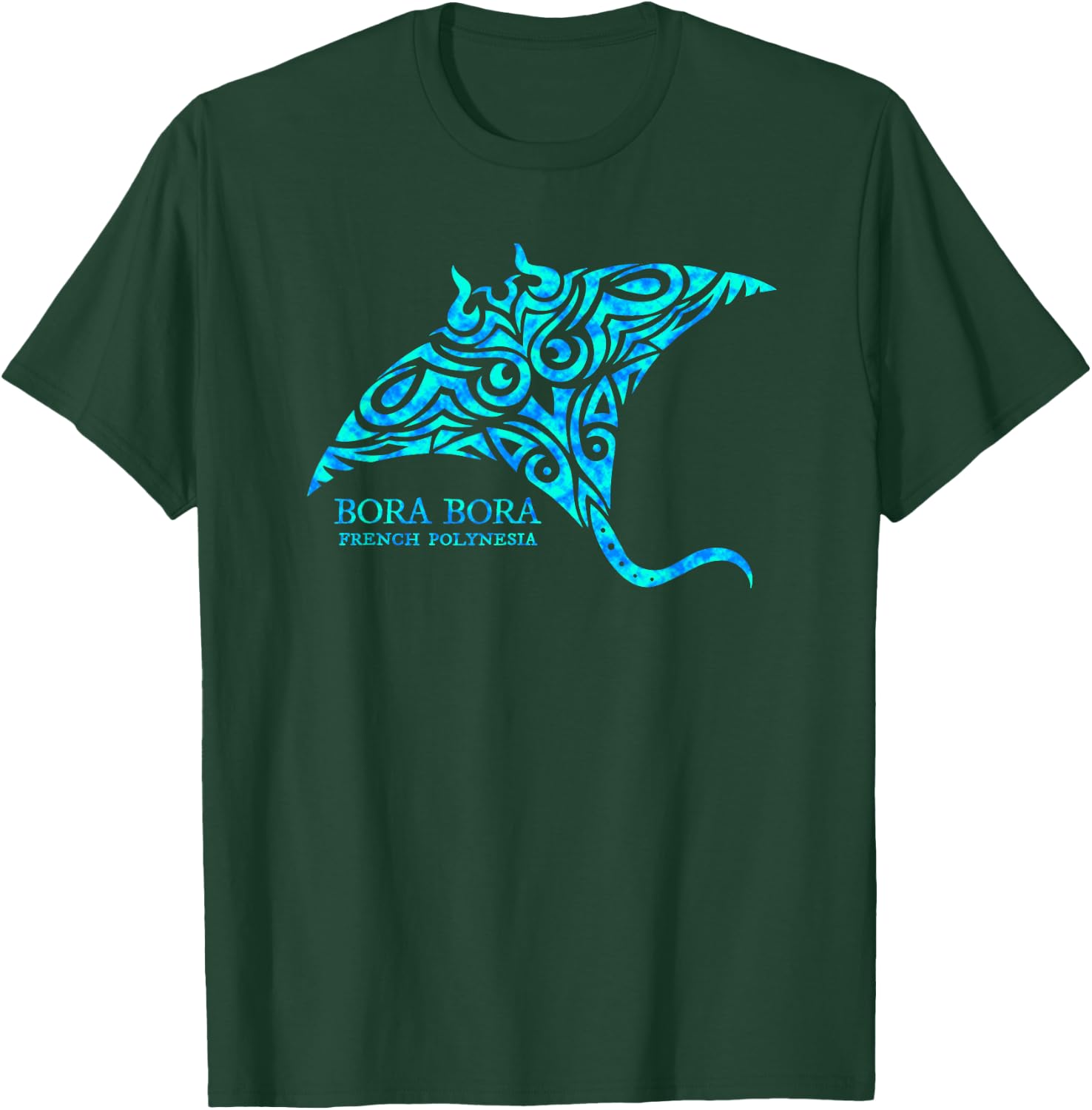 Bora Bora French Polynesia Manta Ray Boys Girls T-Shirt - T-Shirt | Forest