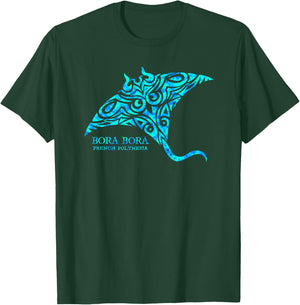 Bora Bora French Polynesia Manta Ray Boys Girls T-Shirt - T-Shirt | Forest
