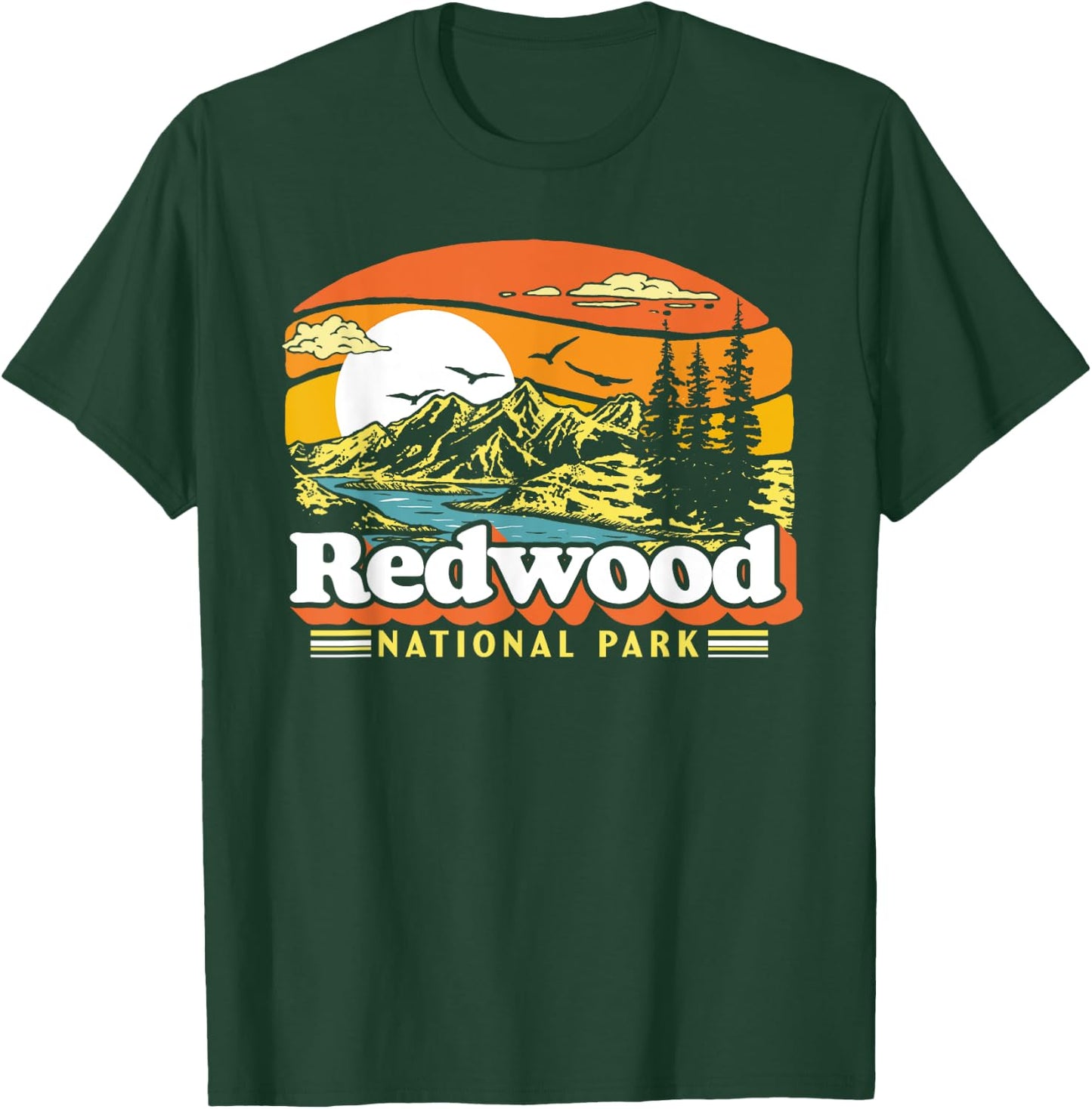 Redwood National Park Vintage 80s Retro California Mountains T-Shirt - T-Shirt | Forest