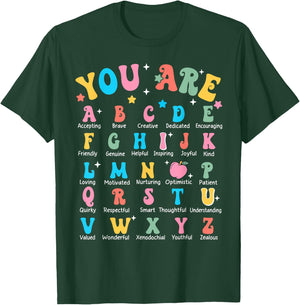 Alphabet Kindergarten Elementary School Teachers Students T-Shirt - T-Shirt | Forest