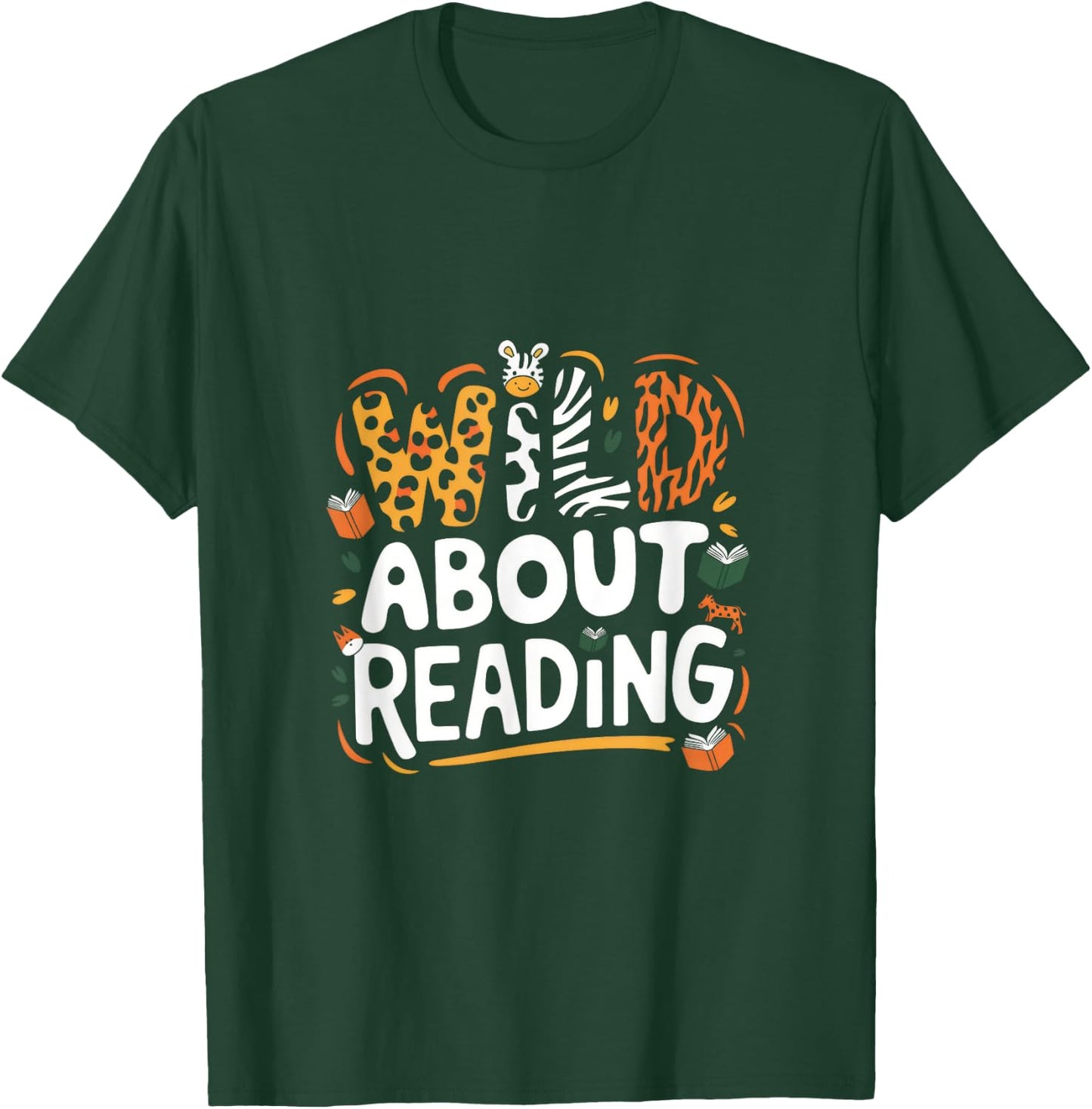Wild About Reading - Wild About Reading Bookworm T-Shirt - T-Shirt | Forest