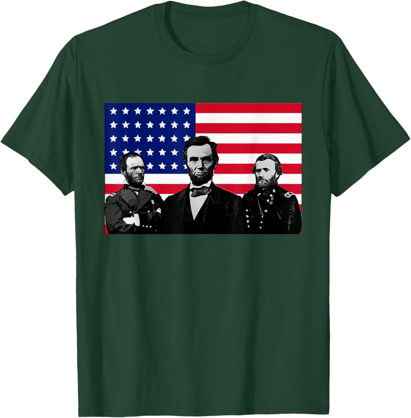 Lincoln and his Generals Grant and Sherman Civil War T-Shirt - T-Shirt | Forest