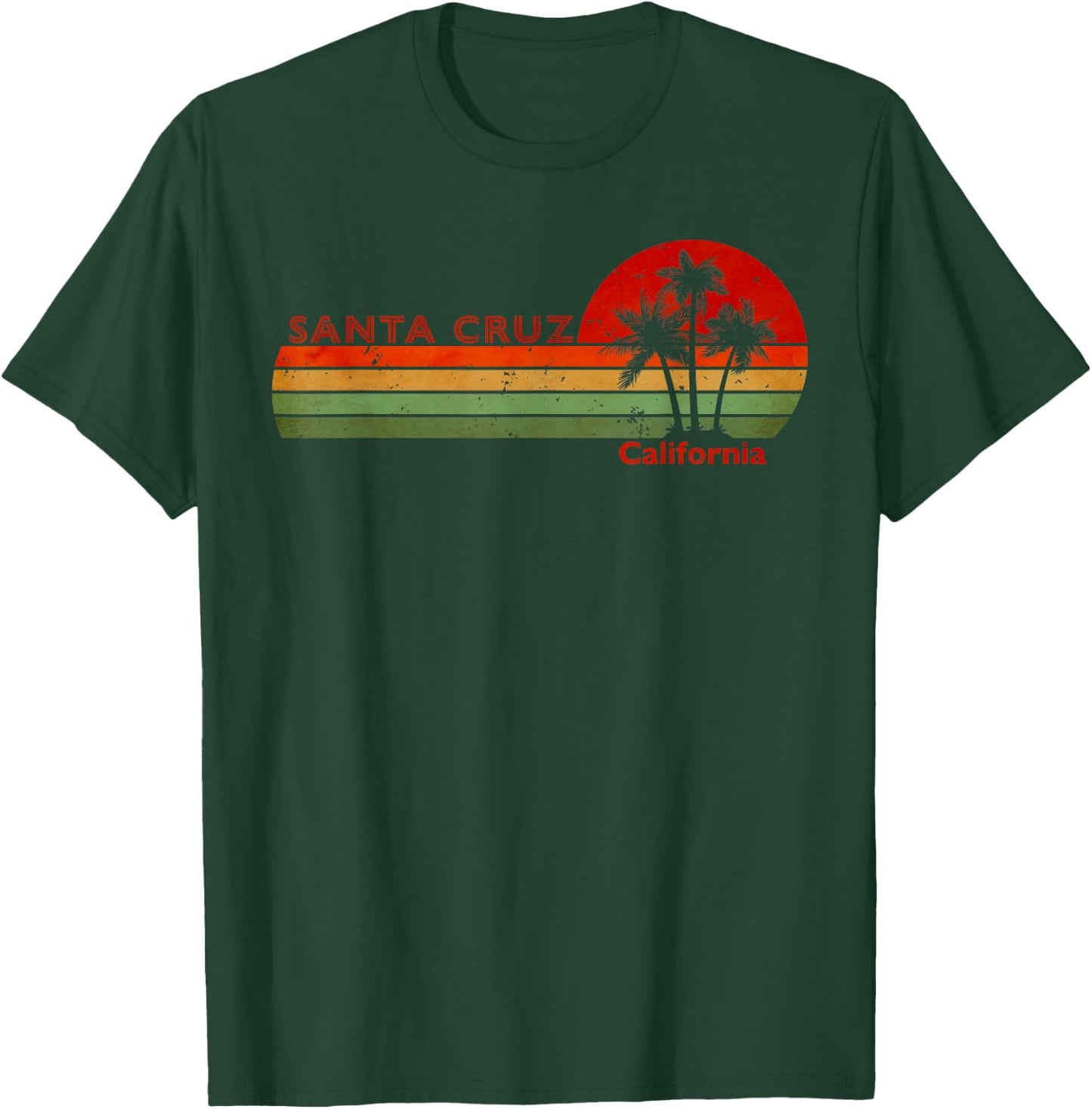 Santa Cruz California Retro Sunset Vintage , black T-Shirt - T-Shirt | Forest
