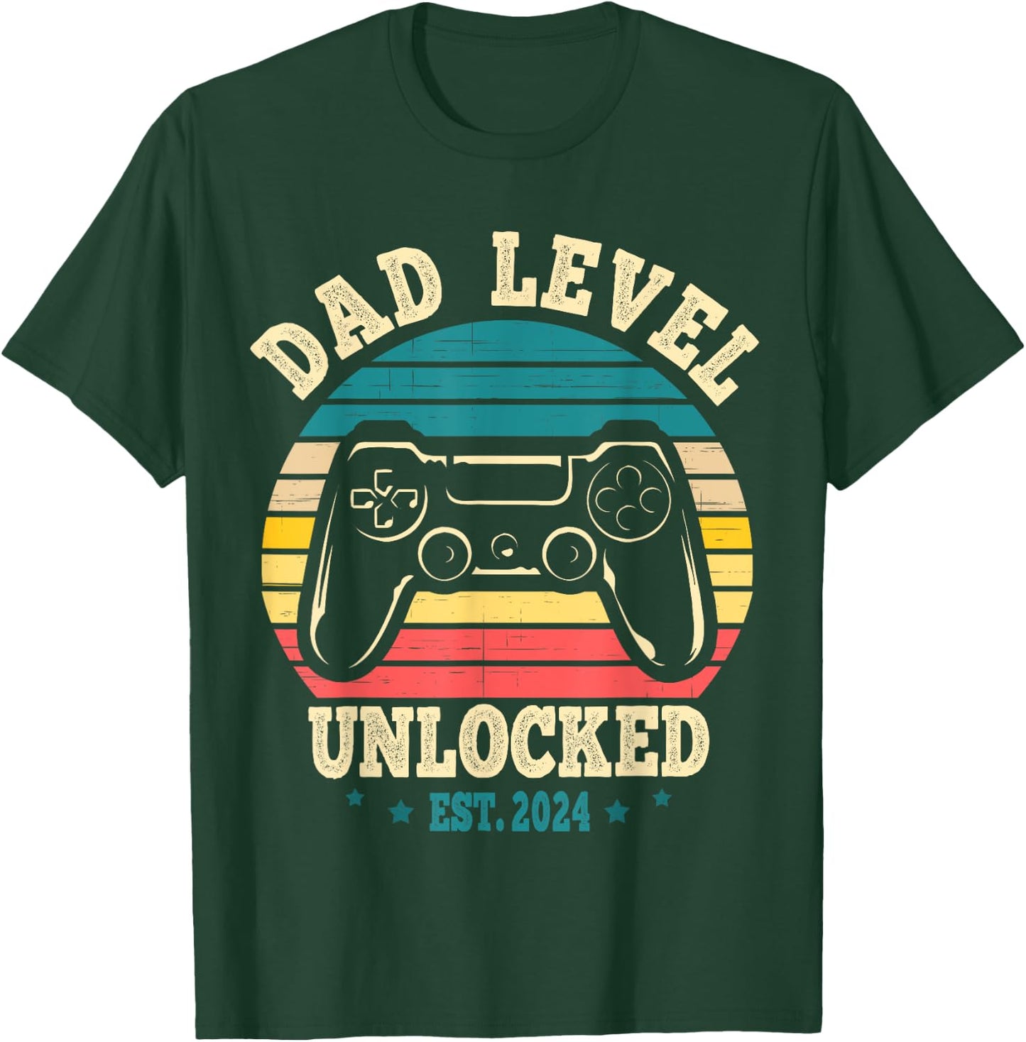 Dad Level Unlocked Est. 2024 New Daddy I Leveled Up To Dad T-Shirt - T-Shirt | Forest