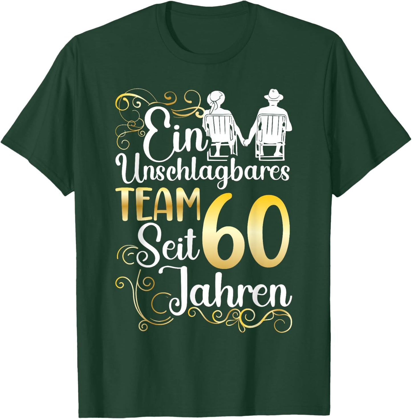 Diamantene Hochzeit 60 Jahre Verheiratet Hochzeitstag T-Shirt - T-Shirt | Forest