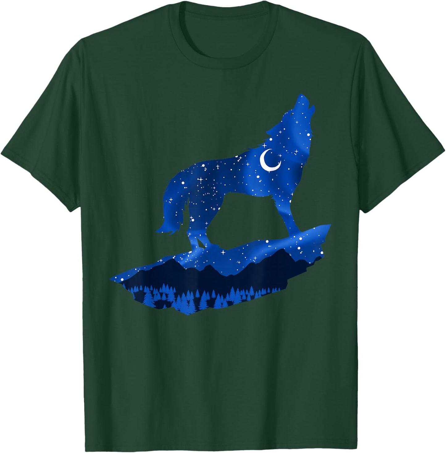 Wolf Starry Sky Moon Wolves Mountain Wildlife Pack Hunter T-Shirt - T-Shirt | Forest