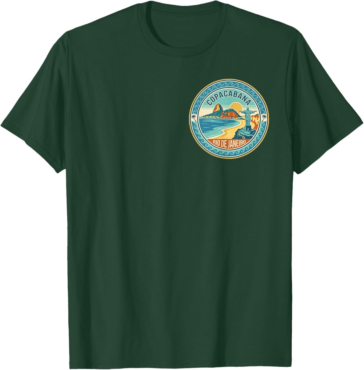 Copacabana Rio de Janeiro Brazil Retro Beach Sunset Vintage T-Shirt - T-Shirt | Forest
