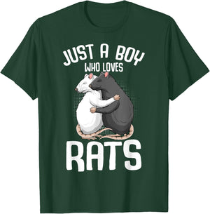 Just A Boy Who Loves Rats Kids Boys Rat Lover T-Shirt - T-Shirt | Forest