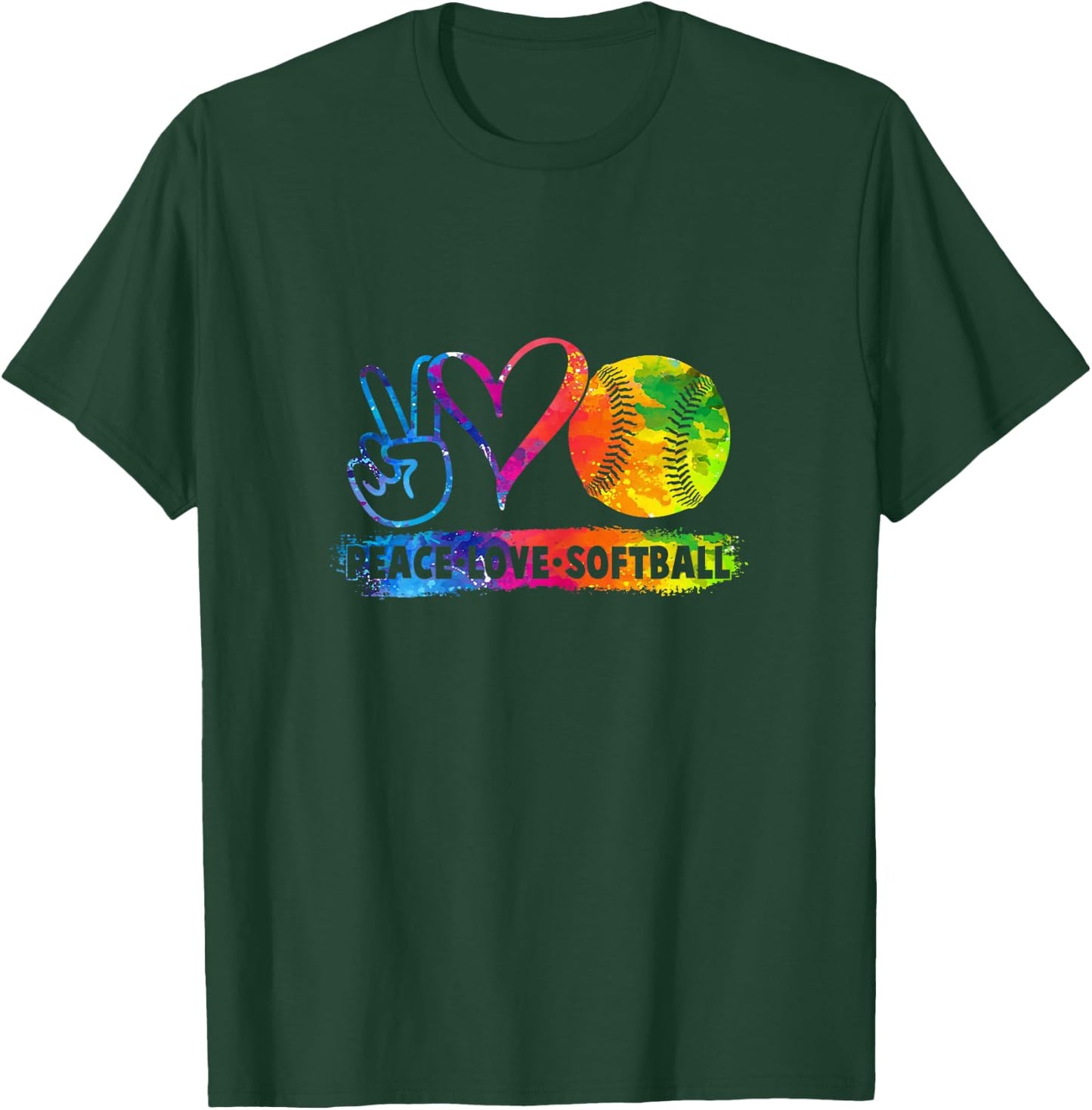Softball Shirt Girls Softball Peace Love Softball T-Shirt - T-Shirt | Forest