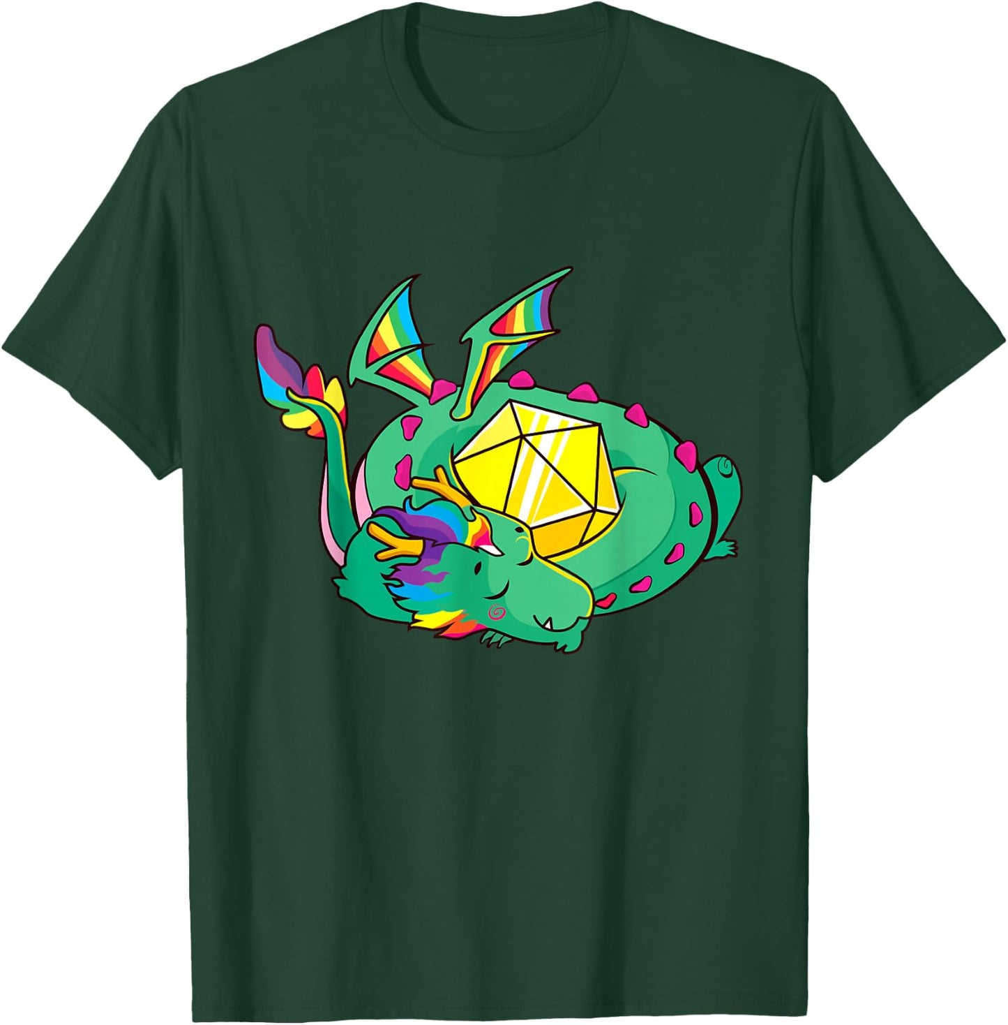 Kawaii Dragon D20 Dice Rolepaying Games TTRPG Boys Kids Men T-Shirt - T-Shirt | Forest