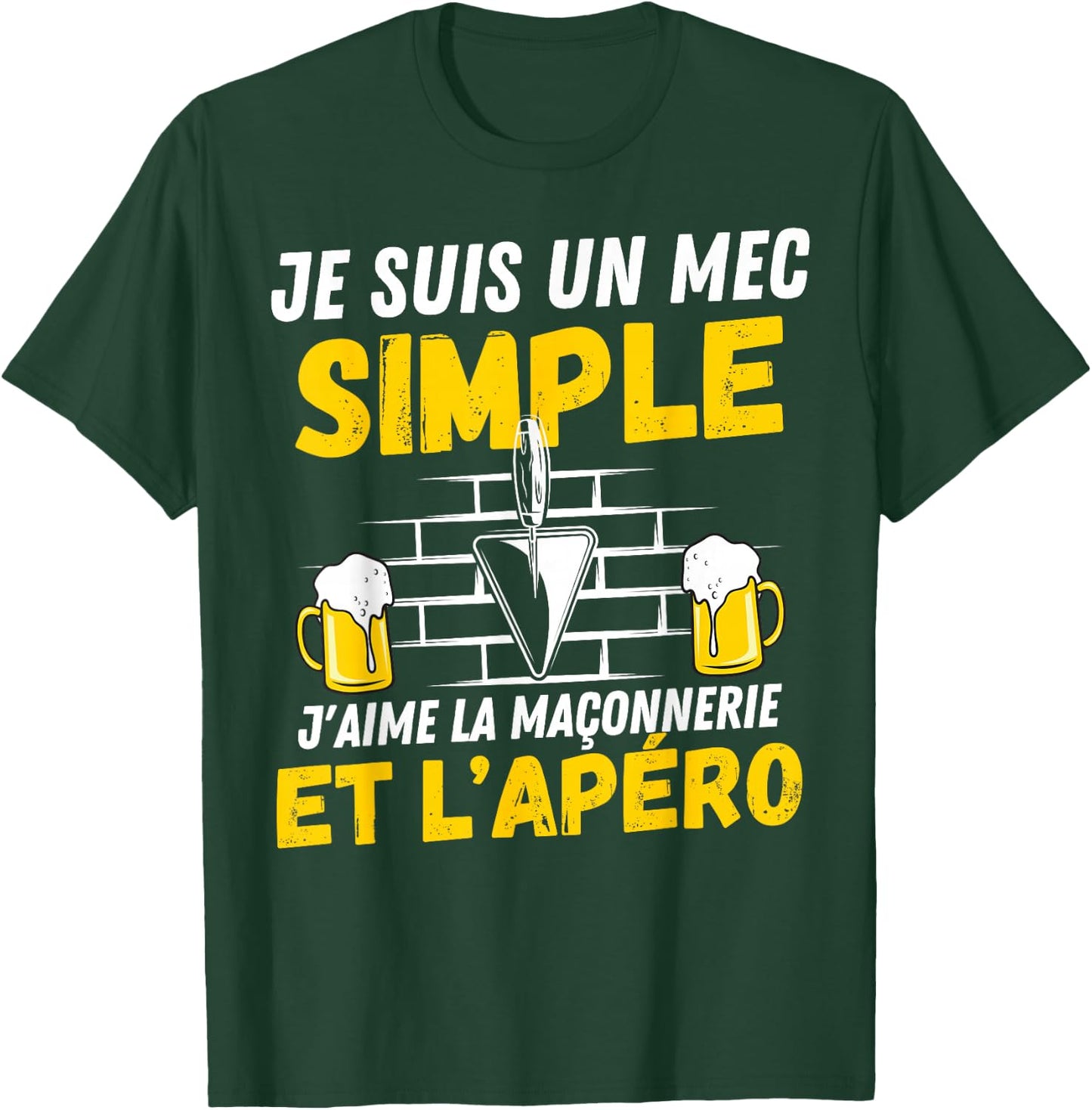 Simple guy I love masonry and aperitif humor man mason , Black, S T-Shirt - T-Shirt | Forest