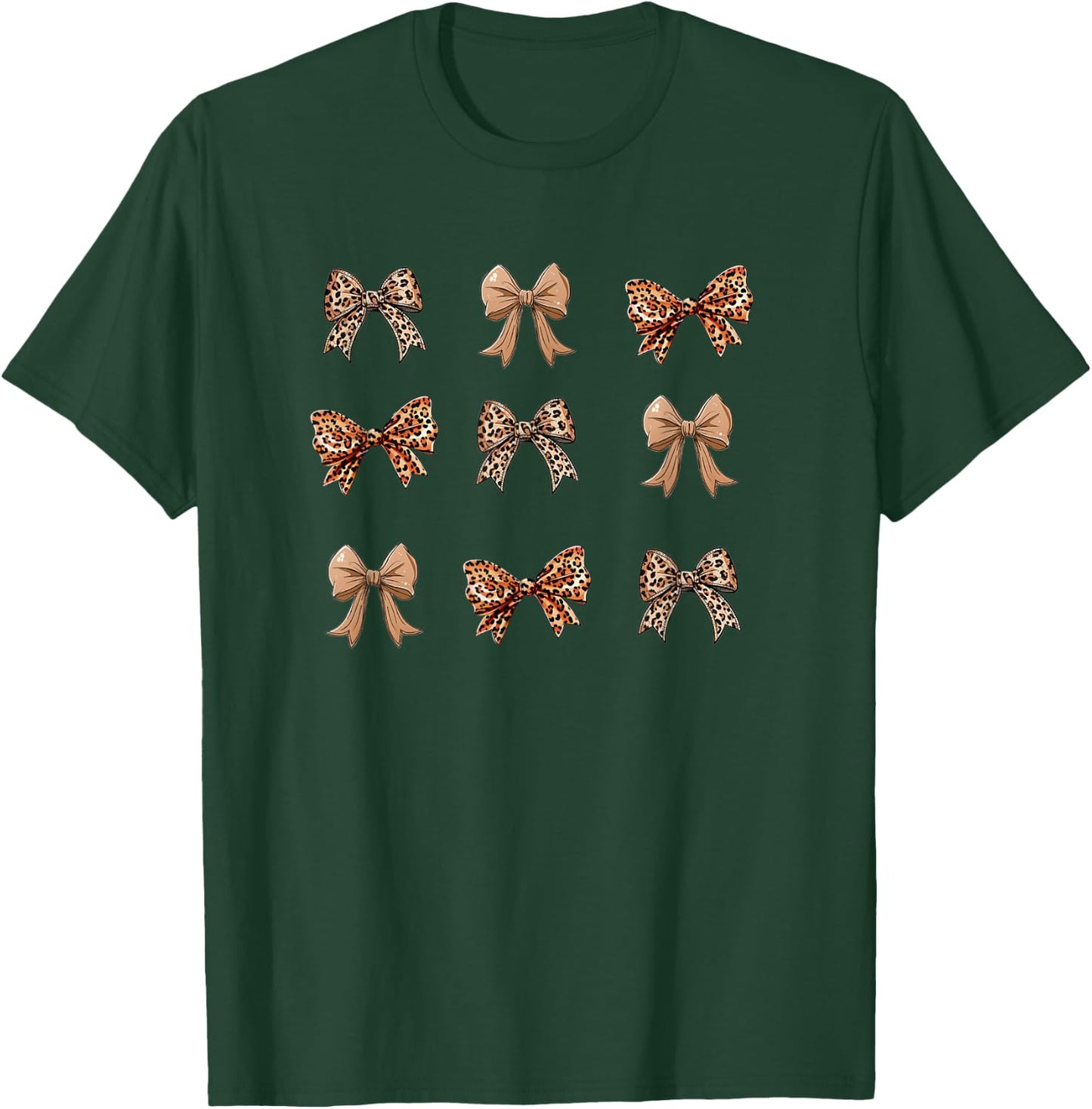 Bow Cheetah Bows Girly Demur Cutesy Pink Pretty Coquette T-Shirt - T-Shirt | Forest