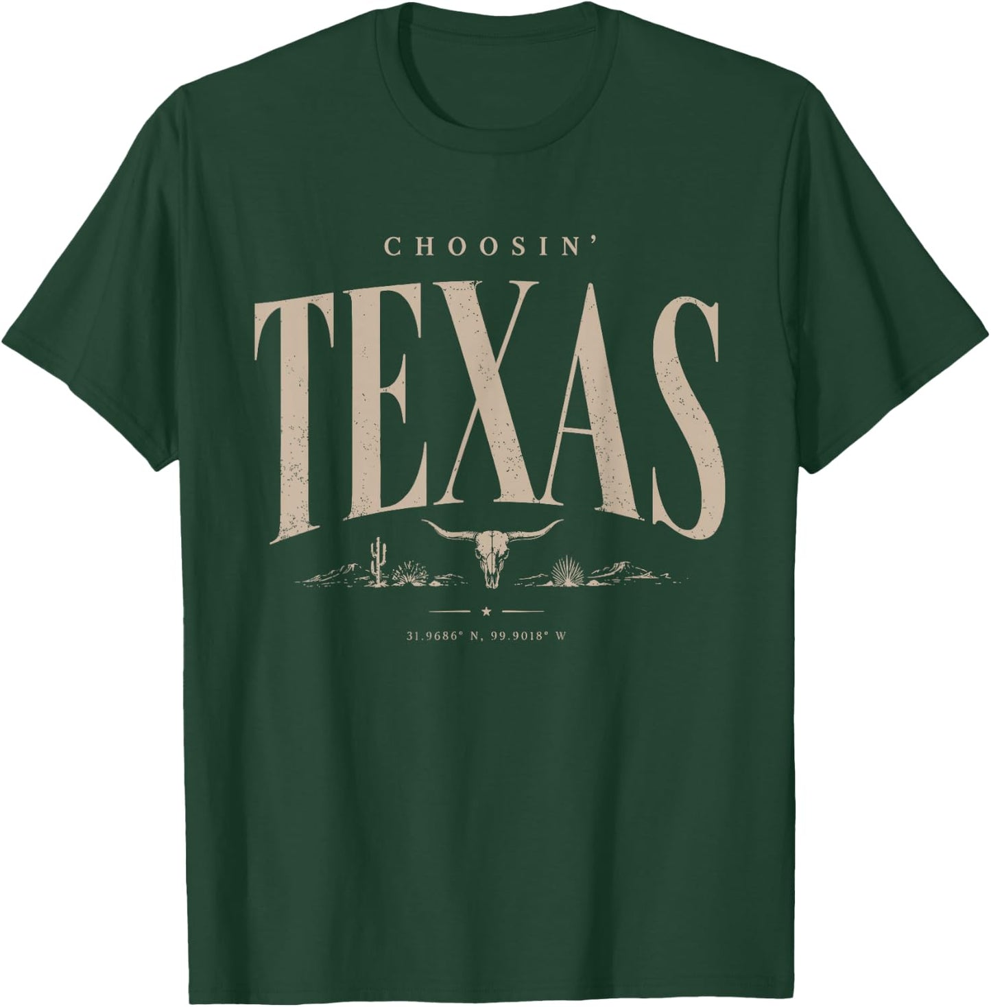 Choosin' Texas Vintage Western State Design T-Shirt - T-Shirt | Forest