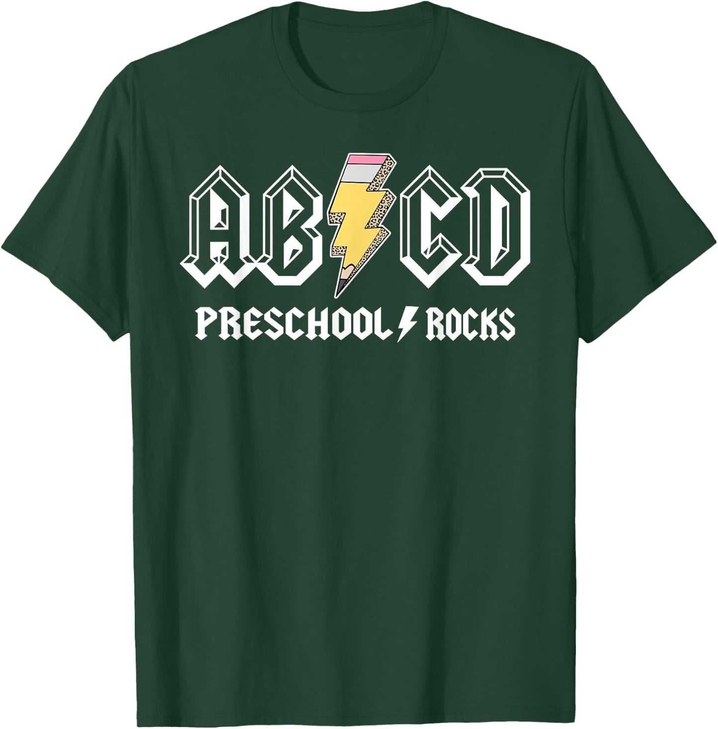 ABCD Pencil Leopard Preschool Rocks Back To School Teacher T-Shirt - T-Shirt | Forest