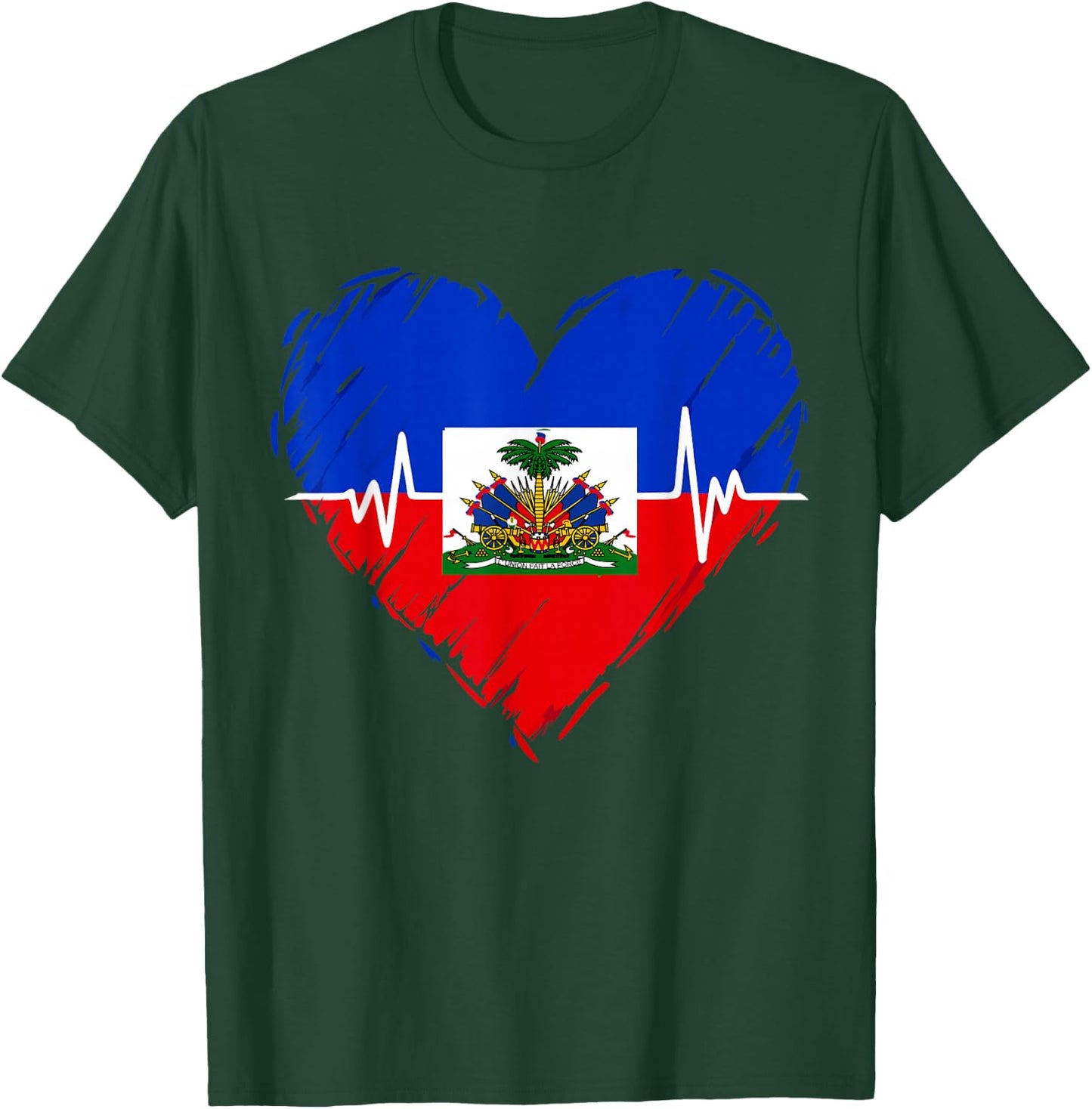Haitian Flag Day Love Haiti Heart Haitian Roots Haiti Flag T-Shirt - T-Shirt | Forest