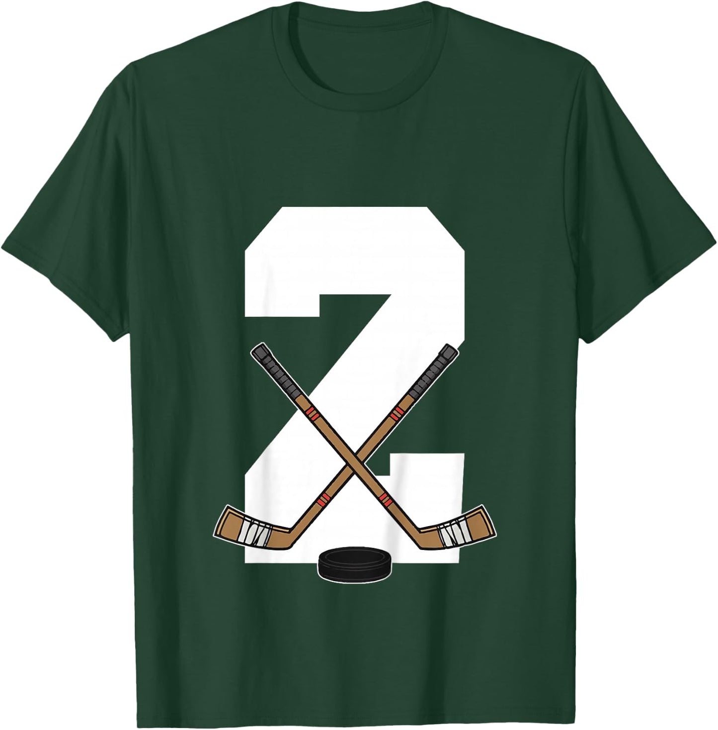 Kids Ice Hockey Kids Toddler Boys 2nd Birthday Ice Hockey T-Shirt - T-Shirt | Forest