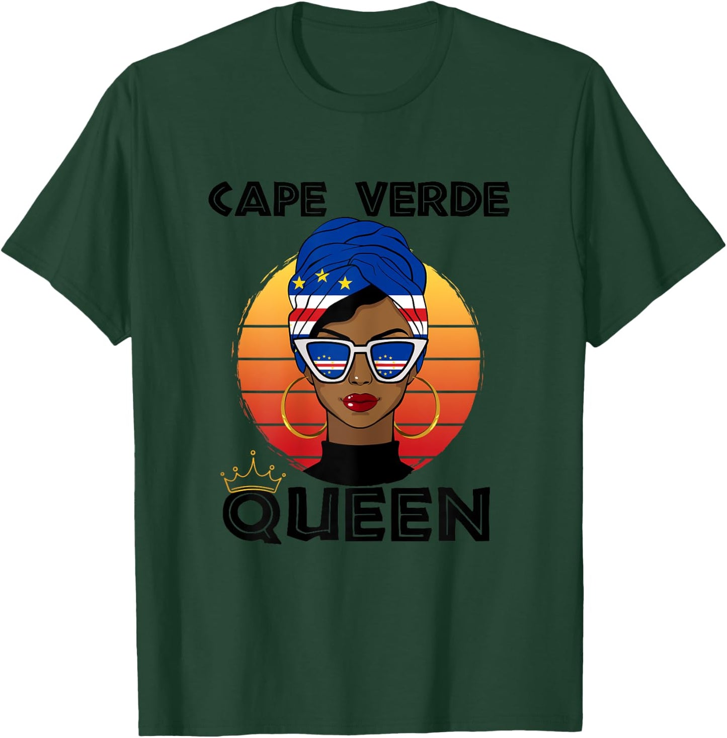 Cabo Verdian Queen African Queen Cabo Verde Flag Cabo Verde , white, Female X-Small T-Shirt - T-Shirt | Forest