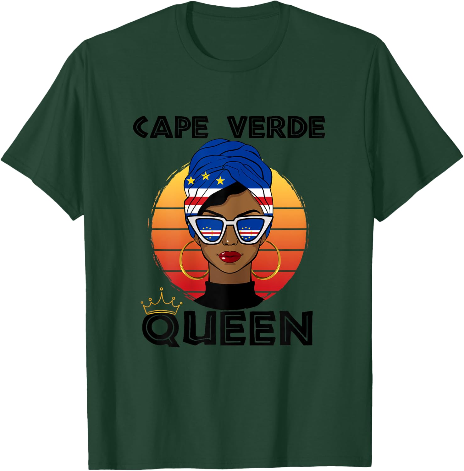 Cabo Verdian Queen African Queen Cabo Verde Flag Cabo Verde , white, Female X-Small T-Shirt - T-Shirt | Forest