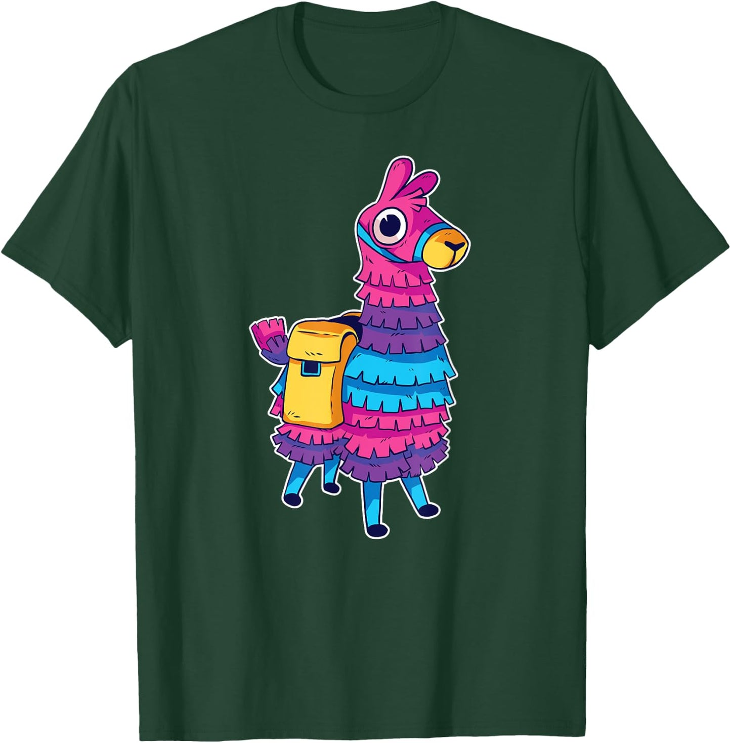 Funny Loot Llama Pinata With Yellow Saddlebag Artwork T-Shirt - T-Shirt | Forest