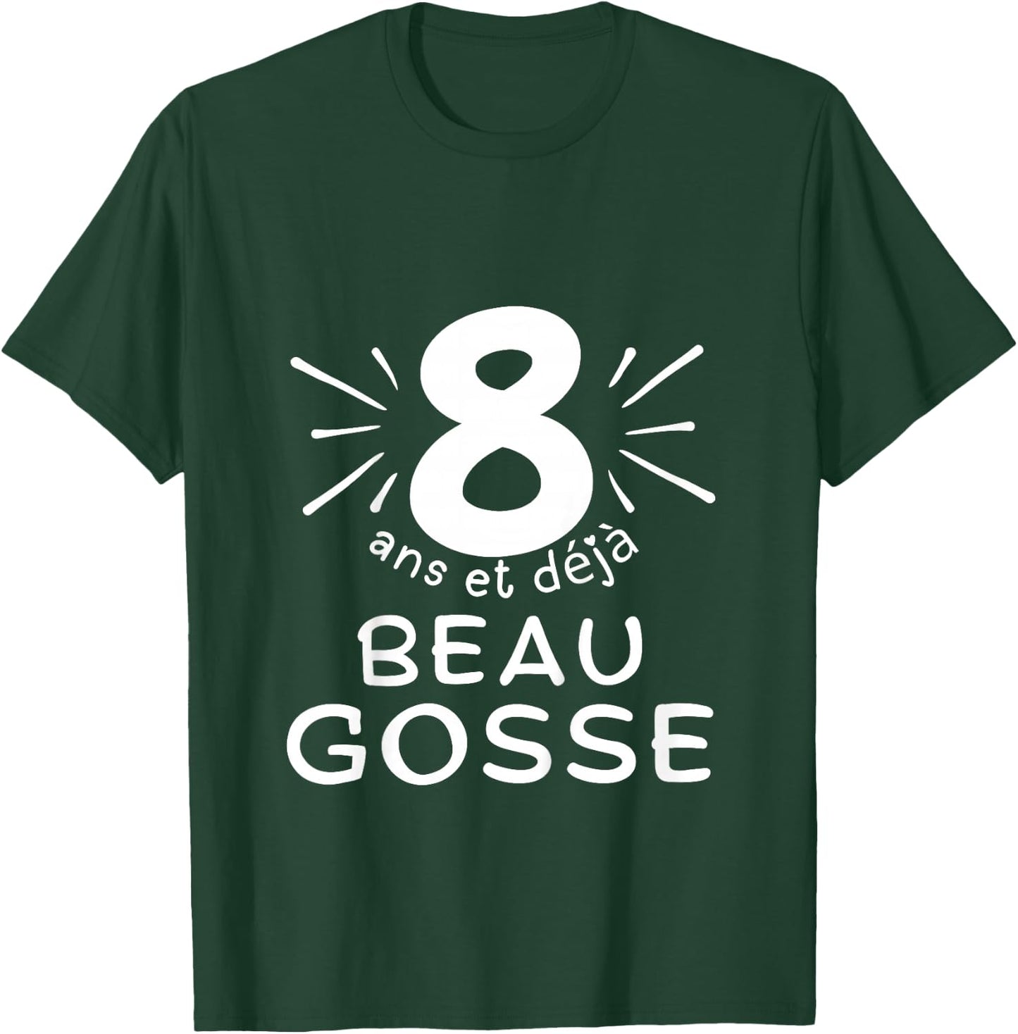 Child 8 years old and already handsome kid. phrase humor for gift boy , Black, 2 T-Shirt - T-Shirt | Forest