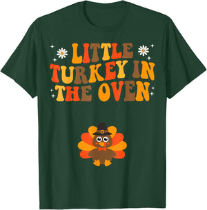Thanksgiving Pregnancy Announcement Turkey Baby Reveal T-Shirt - T-Shirt | Forest