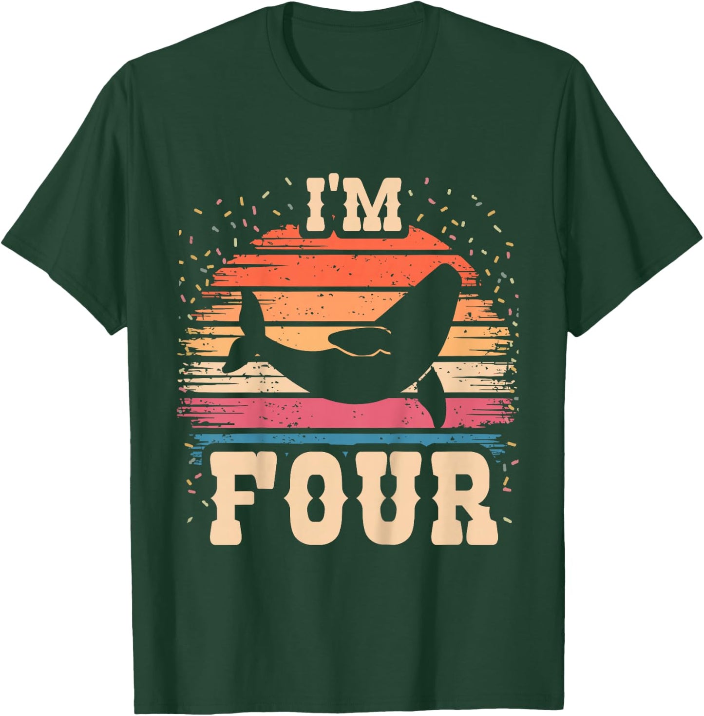 Kids Whale 4 Year Old Birthday Boy Girl 4th Whale Birthday T-Shirt - T-Shirt | Forest