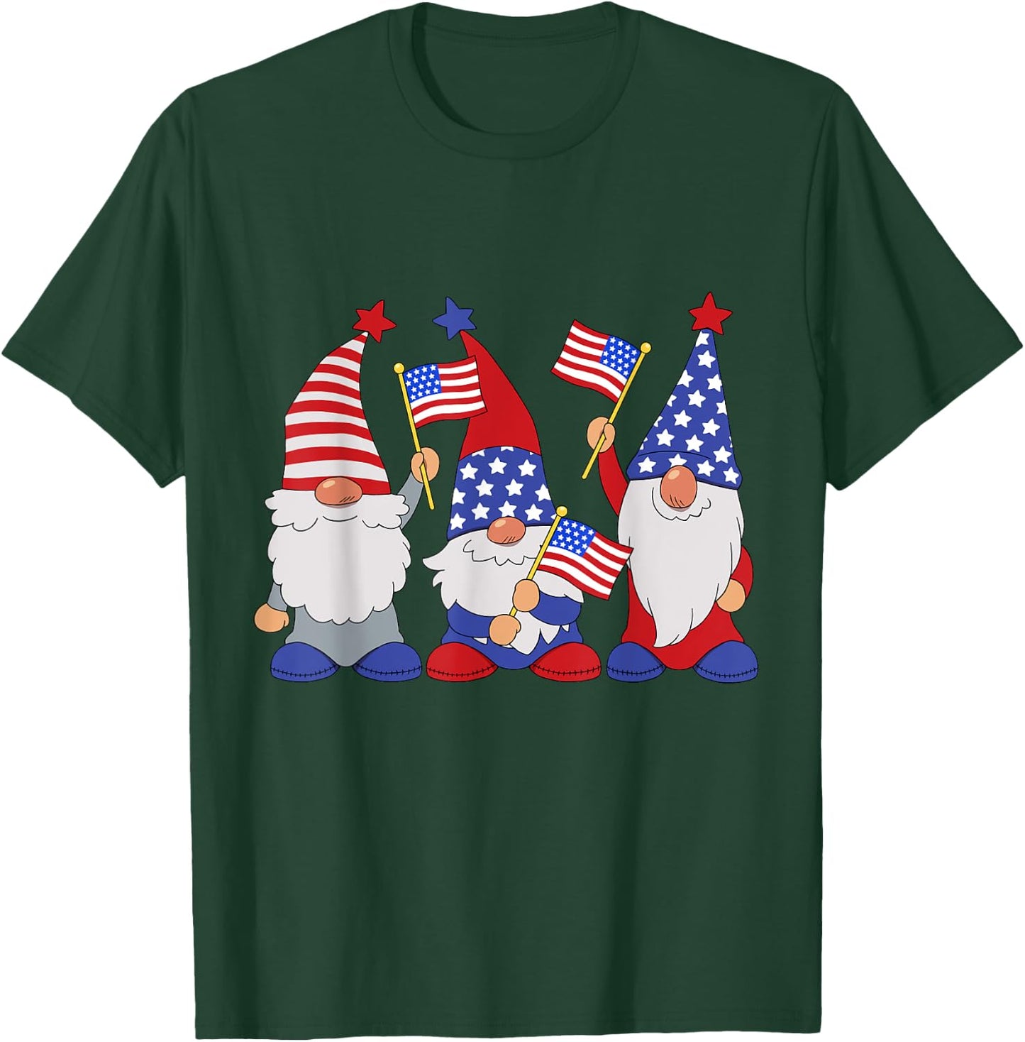 4th Of July 2024 Patriotic Gnomes Funny American USA T-Shirt - T-Shirt | Forest