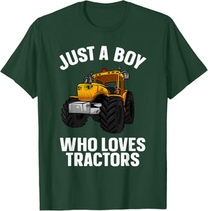 Funny Tractor Design Boys Farm Vehicle Tractor Lover T-Shirt - T-Shirt | Forest