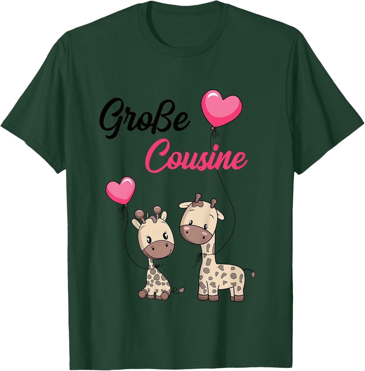 Children's Big Cousin 2025 Giraffe Girls' , White T-Shirt - T-Shirt | Forest