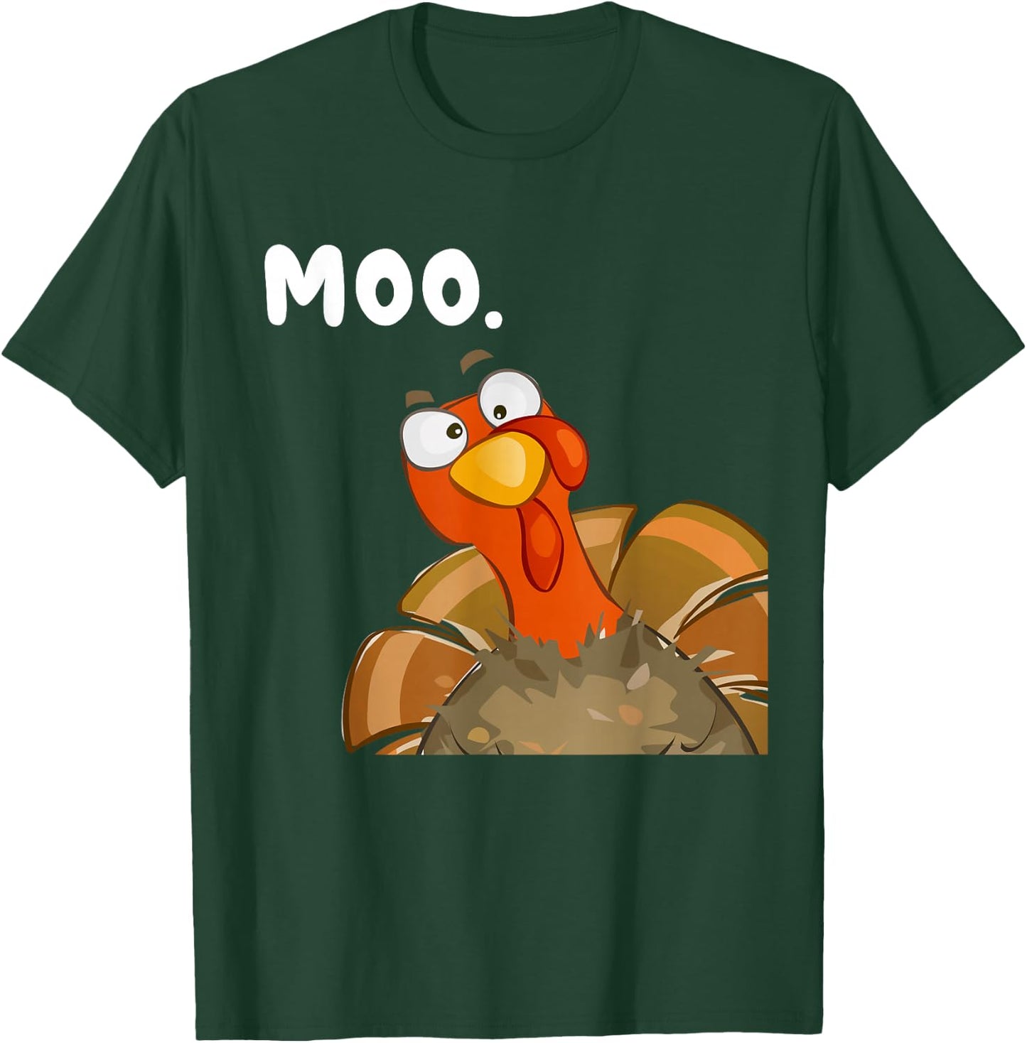 Turkey Moo Funny Thanksgiving Fake Cow Women Kids T-Shirt - T-Shirt | Forest