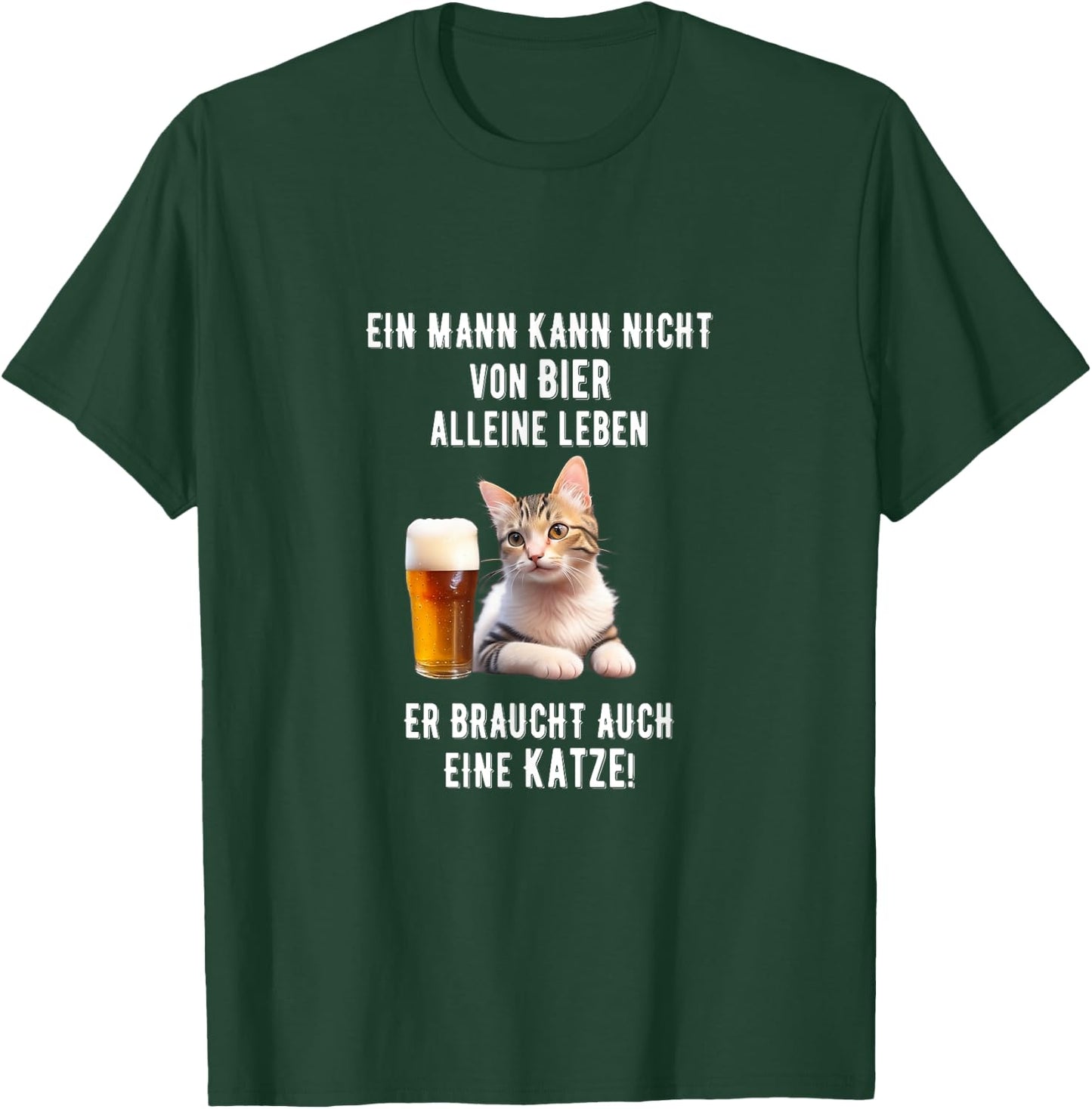 Lustiger Katzen Bier Spruch Papa allein leben Katze Mann T-Shirt - T-Shirt | Forest